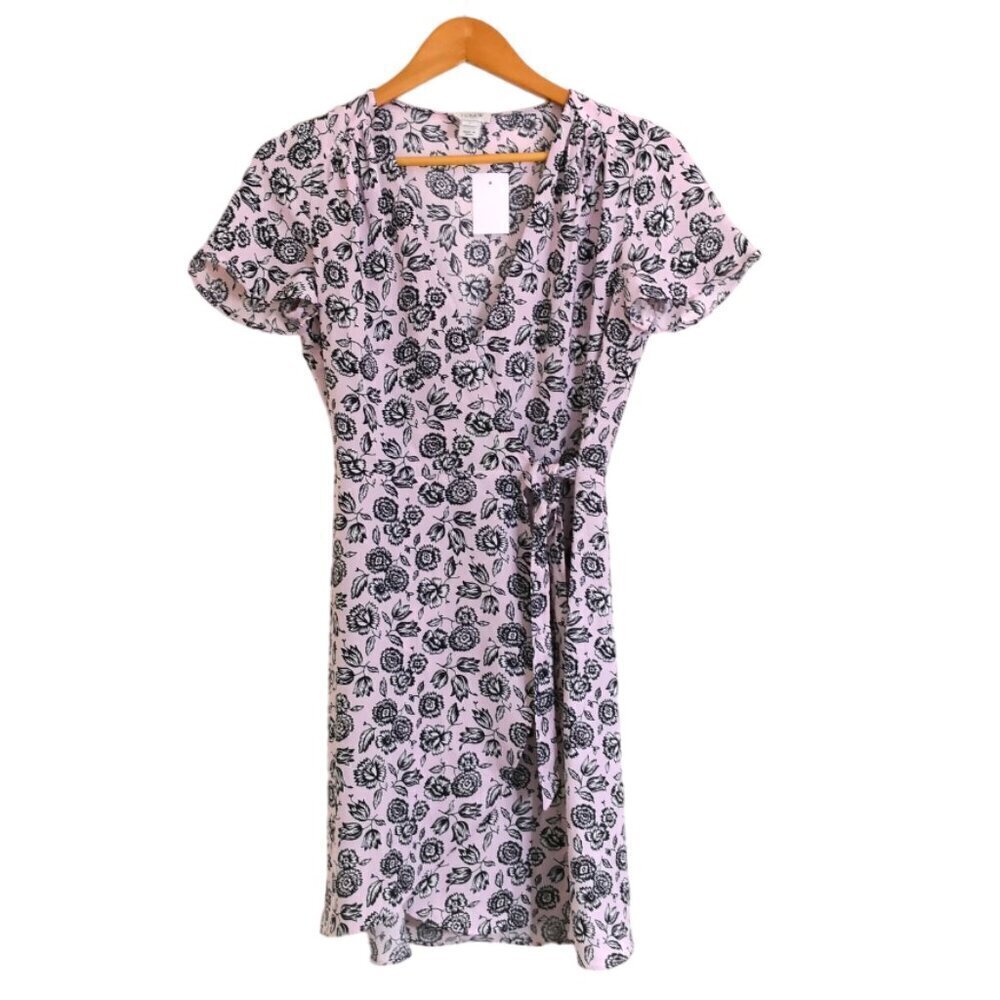 J. Crew V Neck Floral Wrap Dress Pink Size‎ 0
